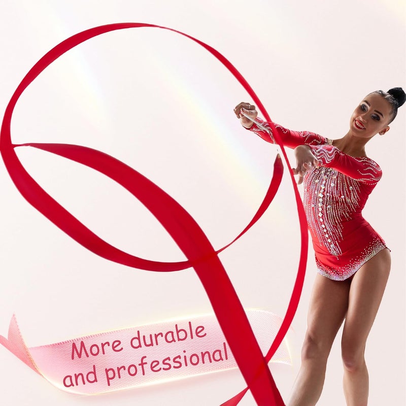 Drokenle 2pcs Rhythmic Dance Ribbons with Wands, 78.7 Inch Rhythmic Gymnastics Ribbon Dancer Wand Twirling Dancing Ribbon Streamers, Fits Artistic Dancing Gymnastics Training - Image 3